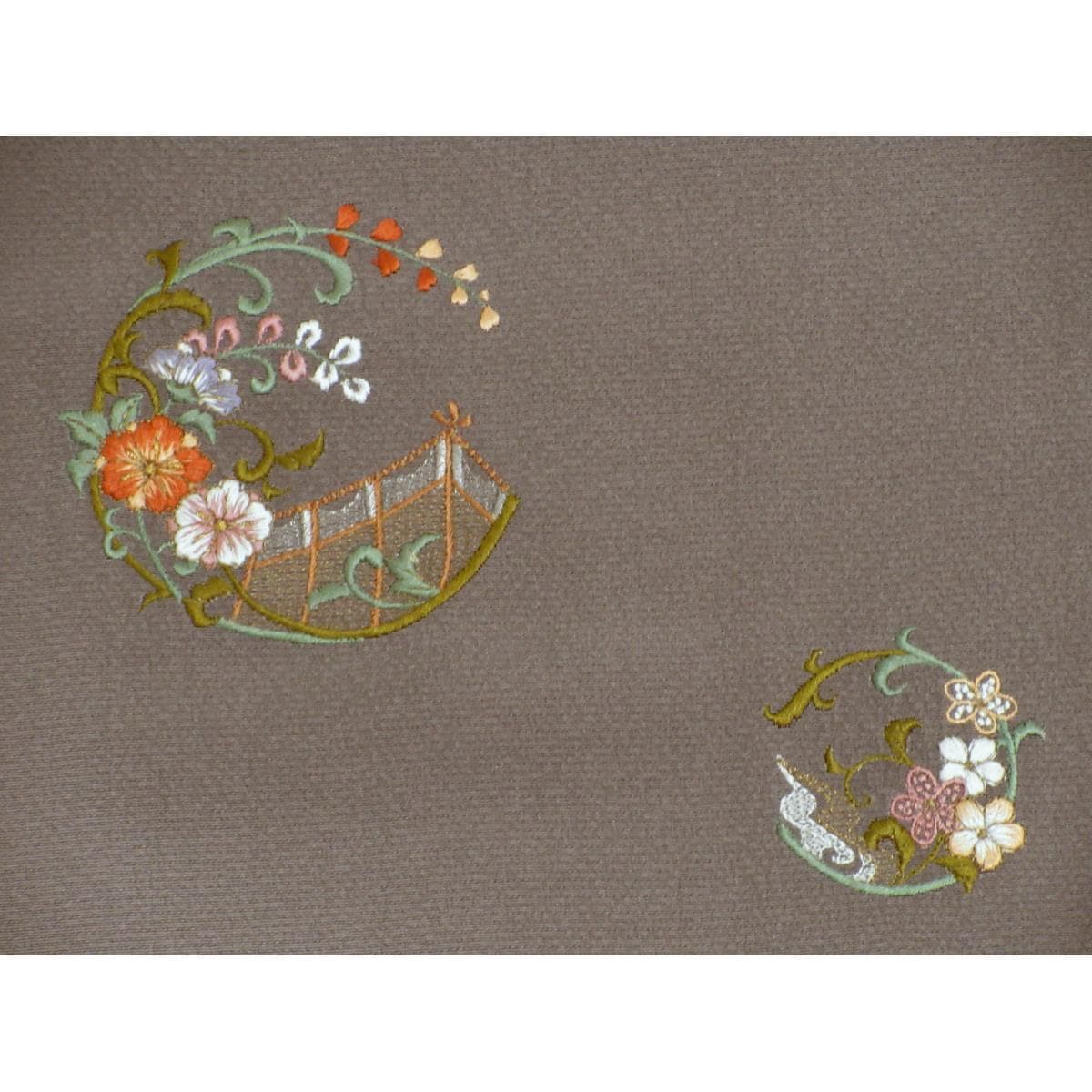 訪問着　刺繍加工　ボカシ染　花紋　身幅Ｌ寸