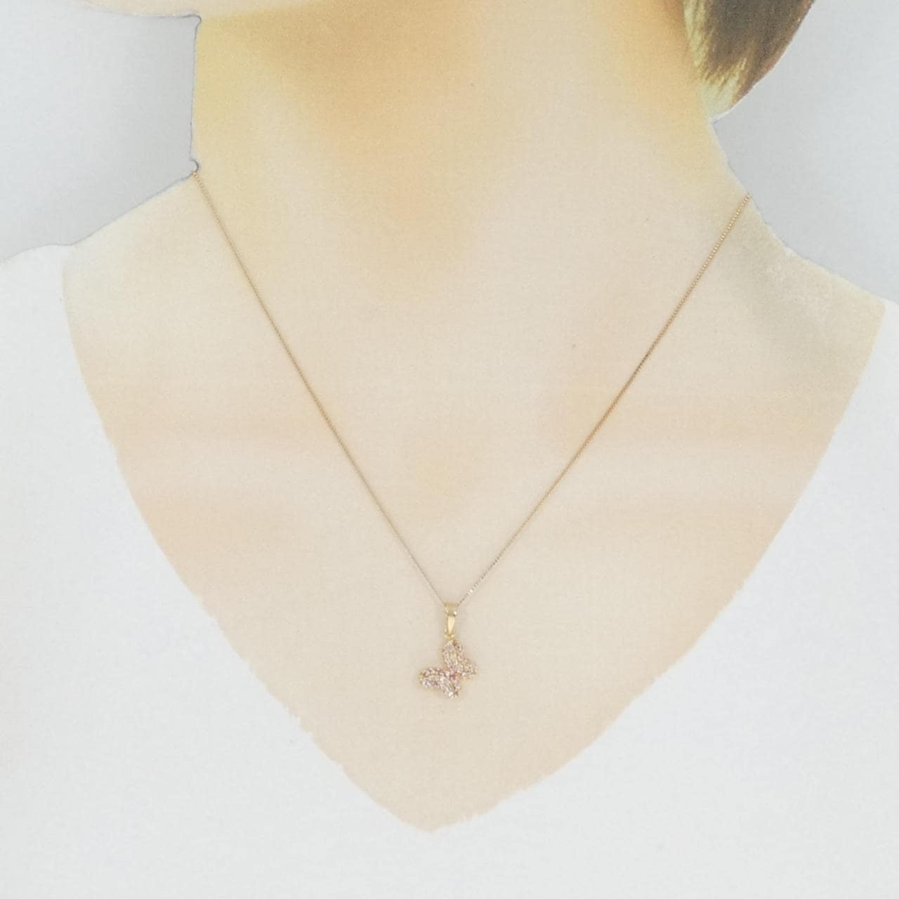 K18PG butterfly sapphire necklace 0.196CT