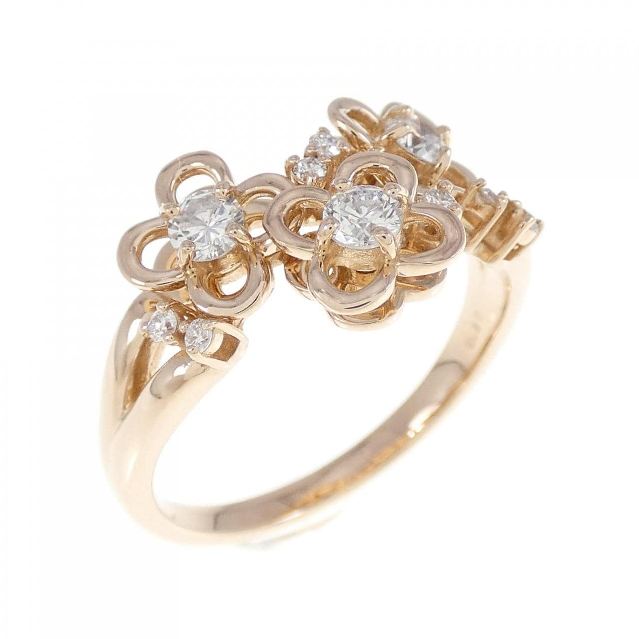 K18PG flower Diamond ring 0.32CT