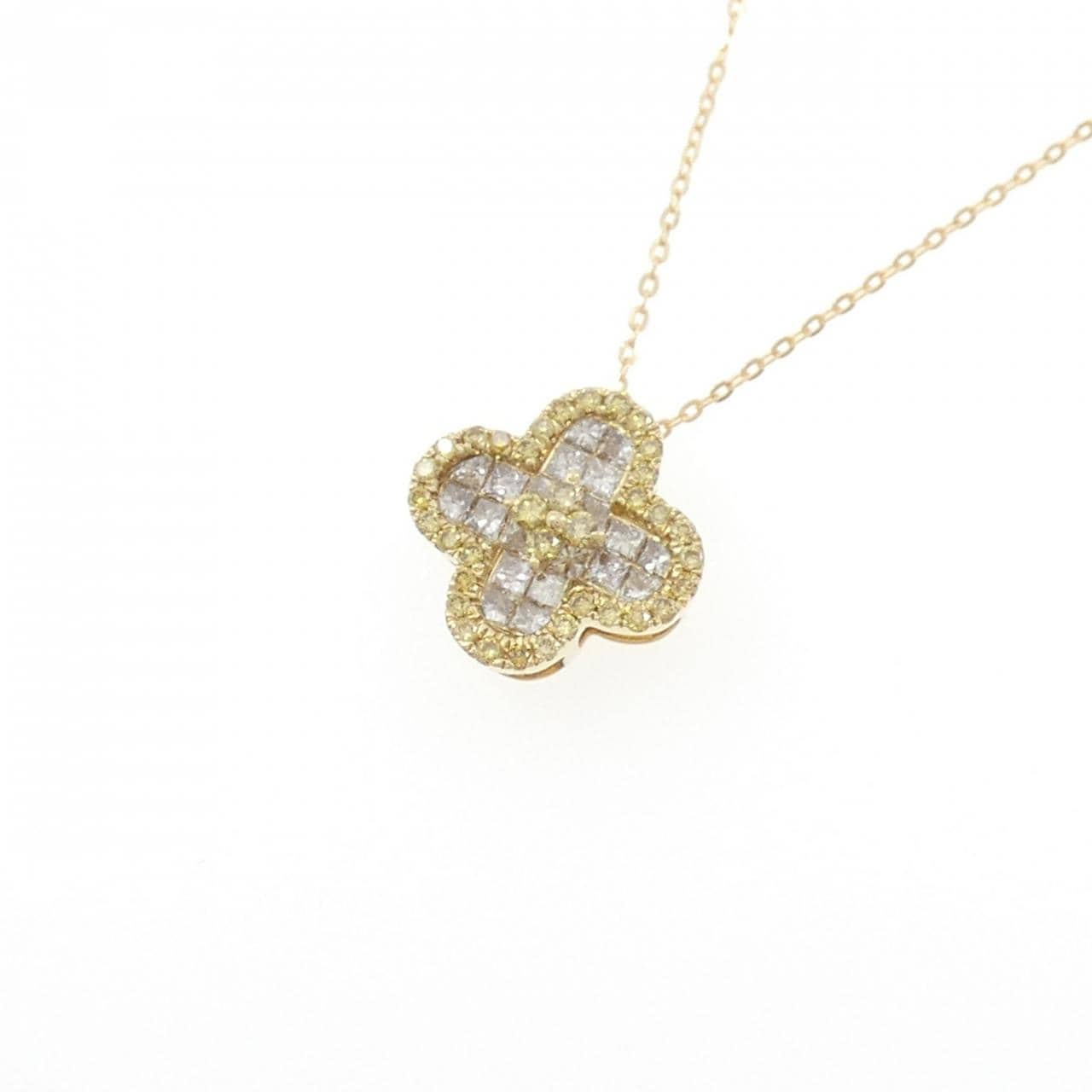 K18YG フラワー ダイヤモンド ネックレス 0.70CT