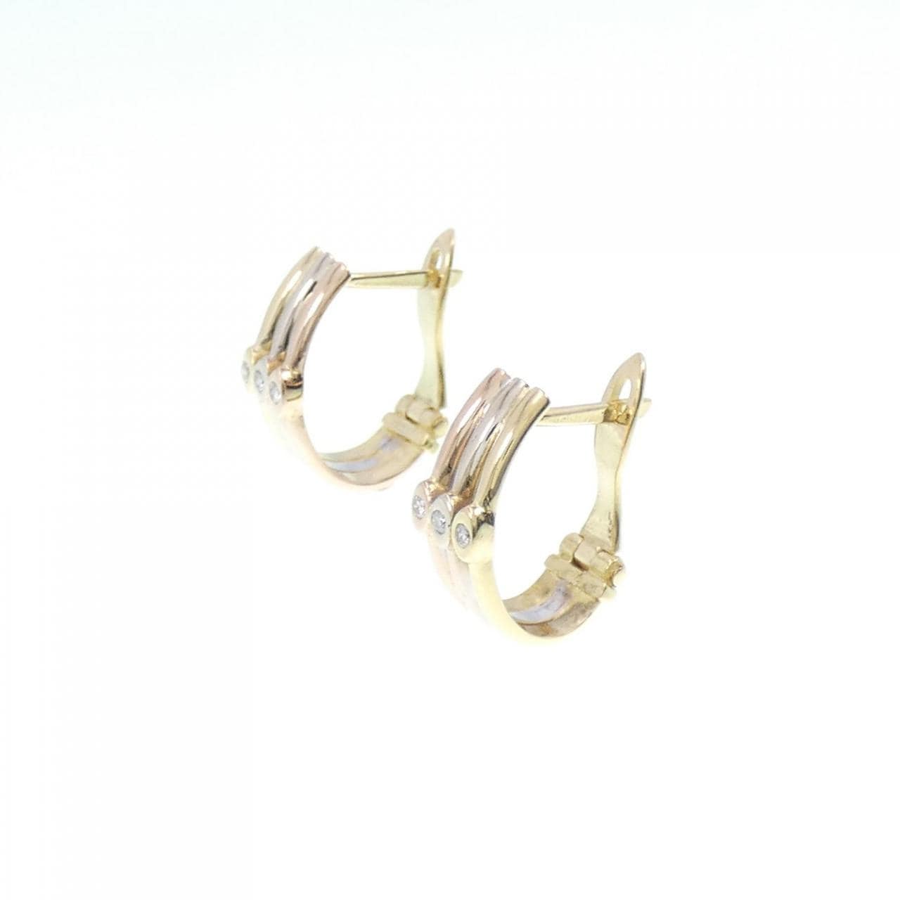 K18 three color Diamond earrings 0.090CT