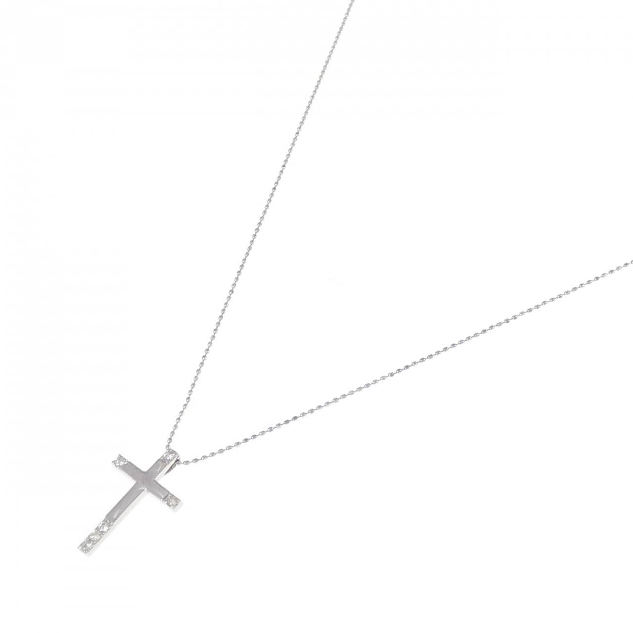 K18WG クロス ダイヤモンド ネックレス 0.10CT