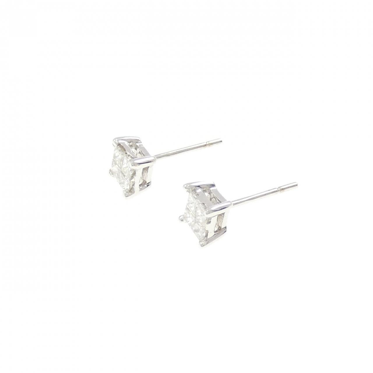 K18WG单钻钻石耳环 0.34CT