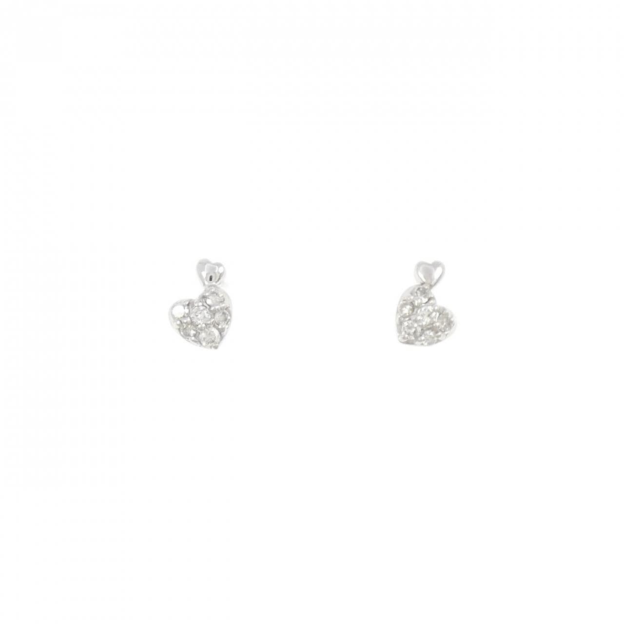 K18WG ハート ダイヤモンド ピアス 0.10CT