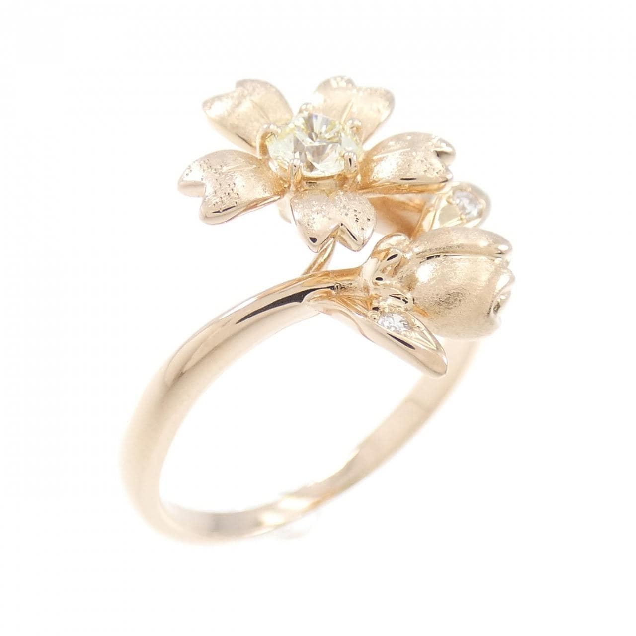 K18PG flower Diamond ring 0.165CT