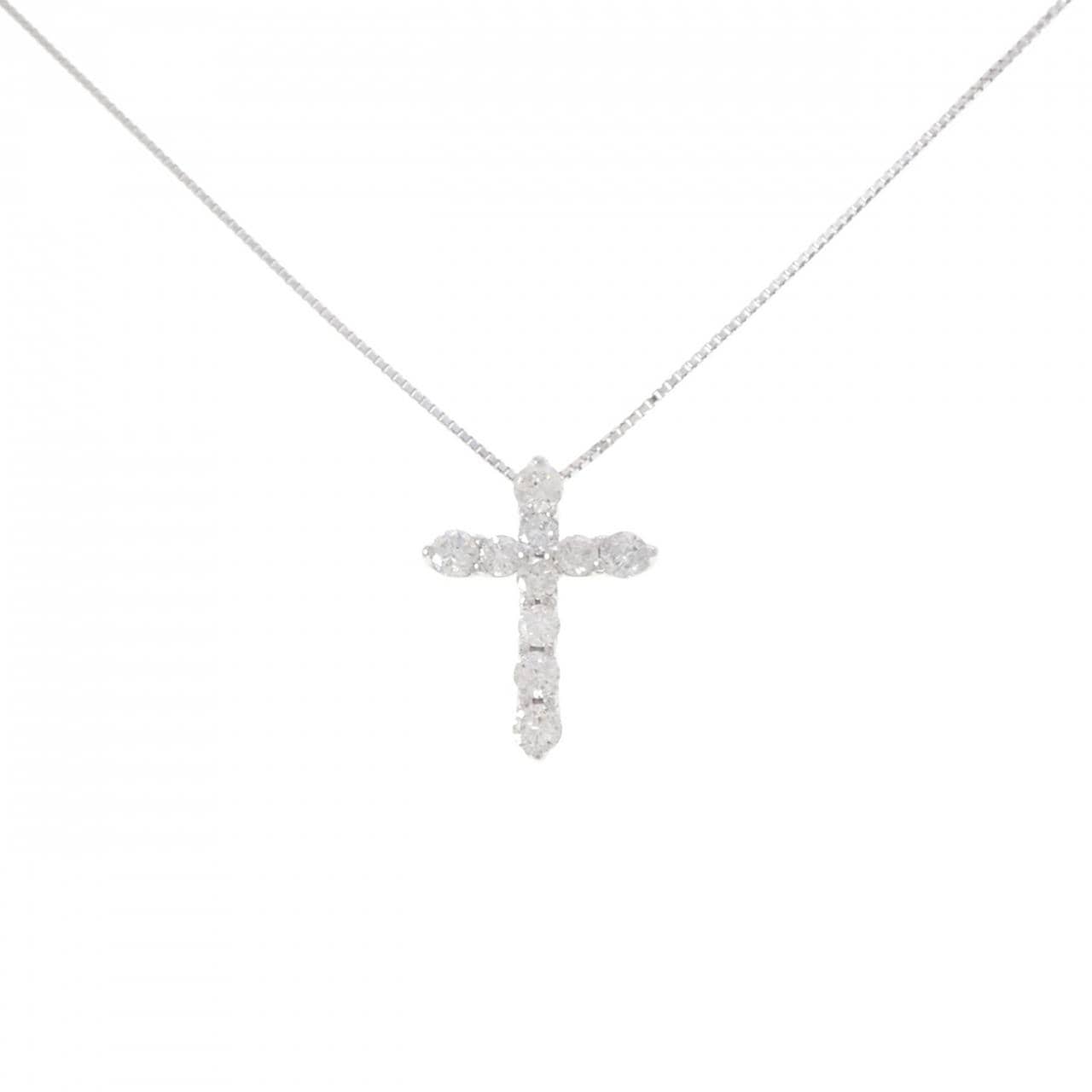 K18WG クロス ダイヤモンド ネックレス 1.00CT