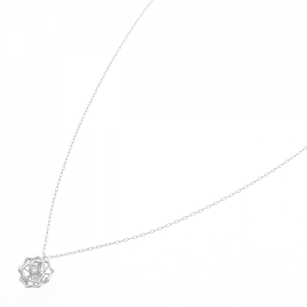 K18WG ローズ ダイヤモンド ネックレス 0.03CT