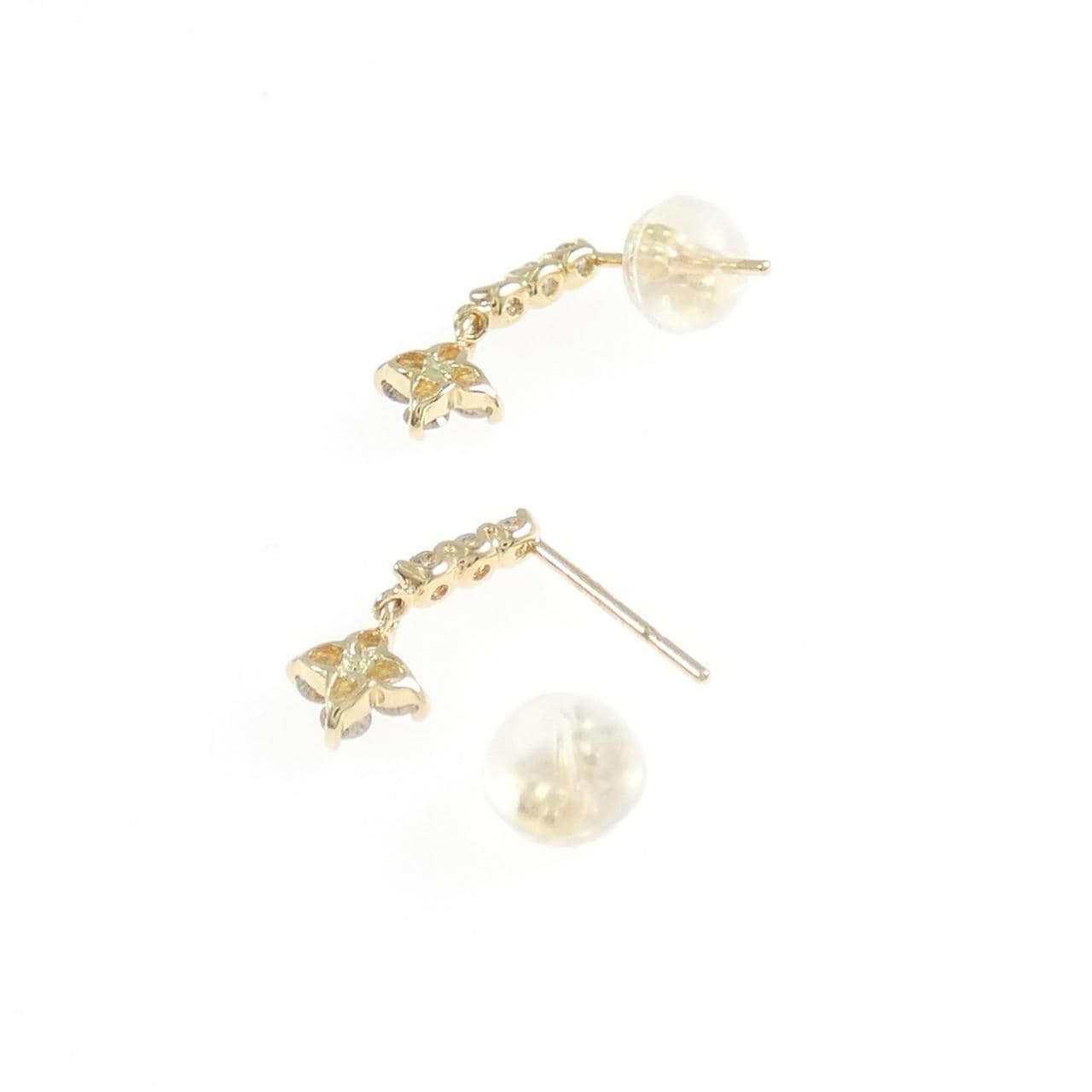 K18YG フラワー ダイヤモンド ピアス 0.32CT