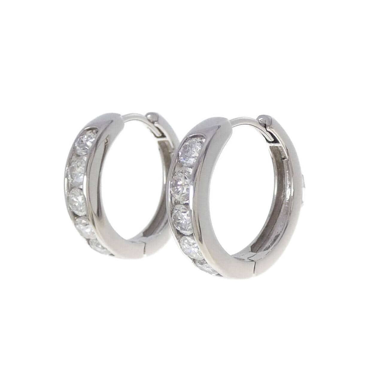 PT900 フープ ダイヤモンド ピアス 1.00CT
