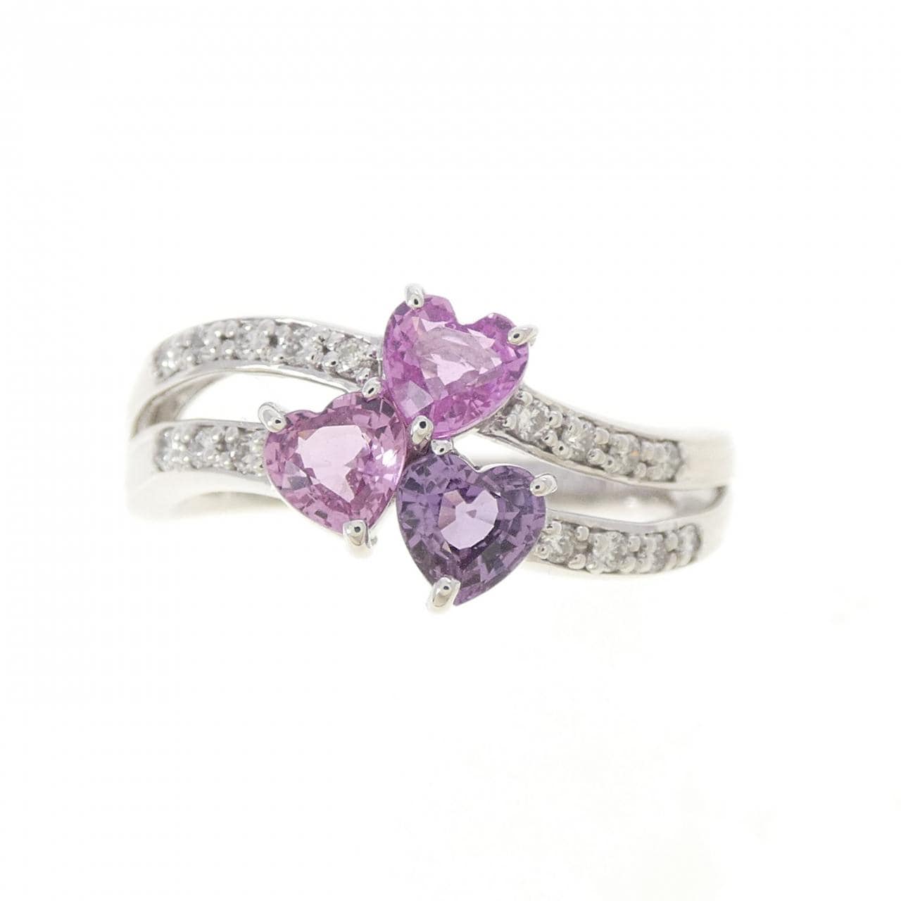 K18WG ハート サファイヤ リング 1.04CT