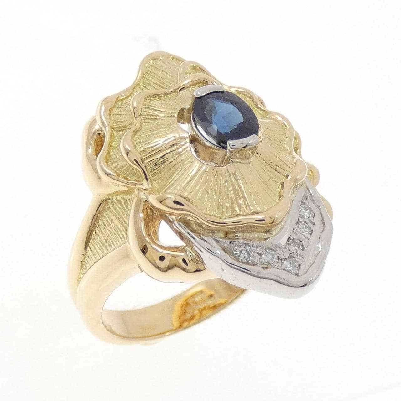 K18YG/PT900 サファイヤ リング 0.60CT