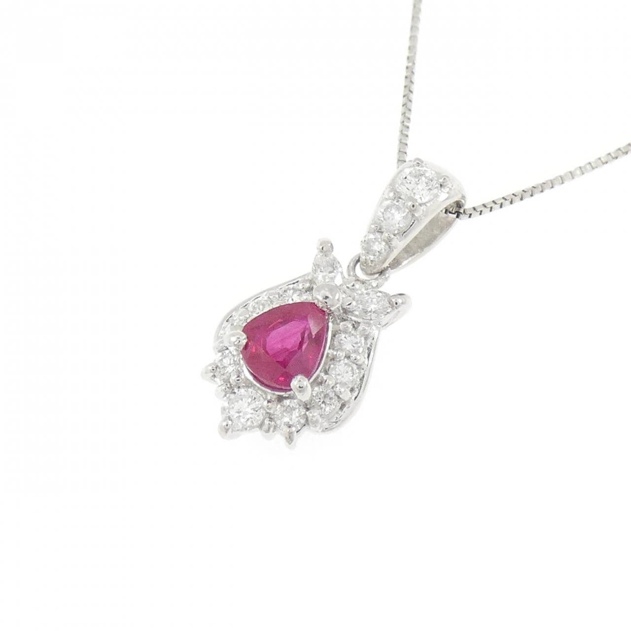 PT900/PT850 ルビー ネックレス 0.52CT