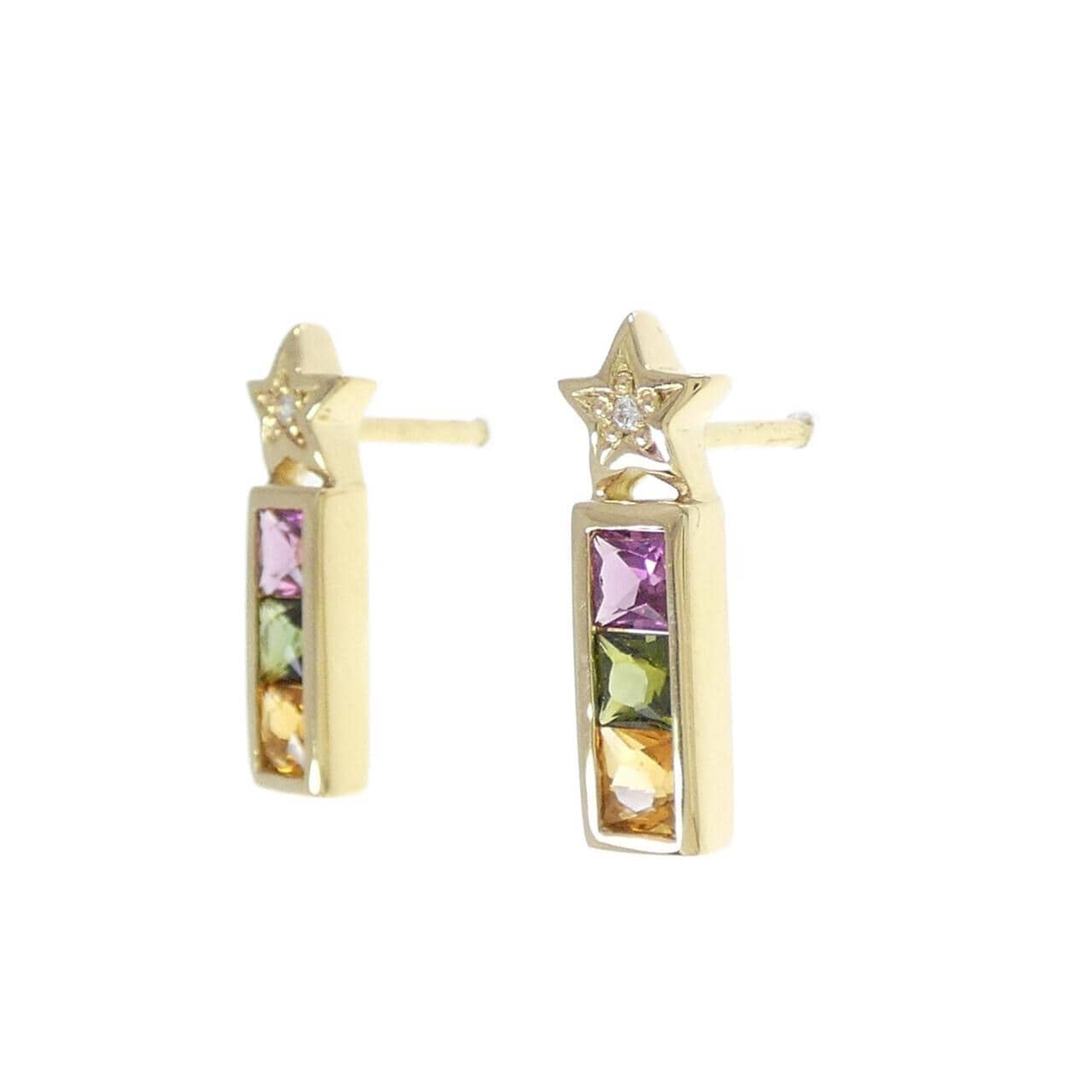 750YG/K18YG スター カラーストーン ピアス
