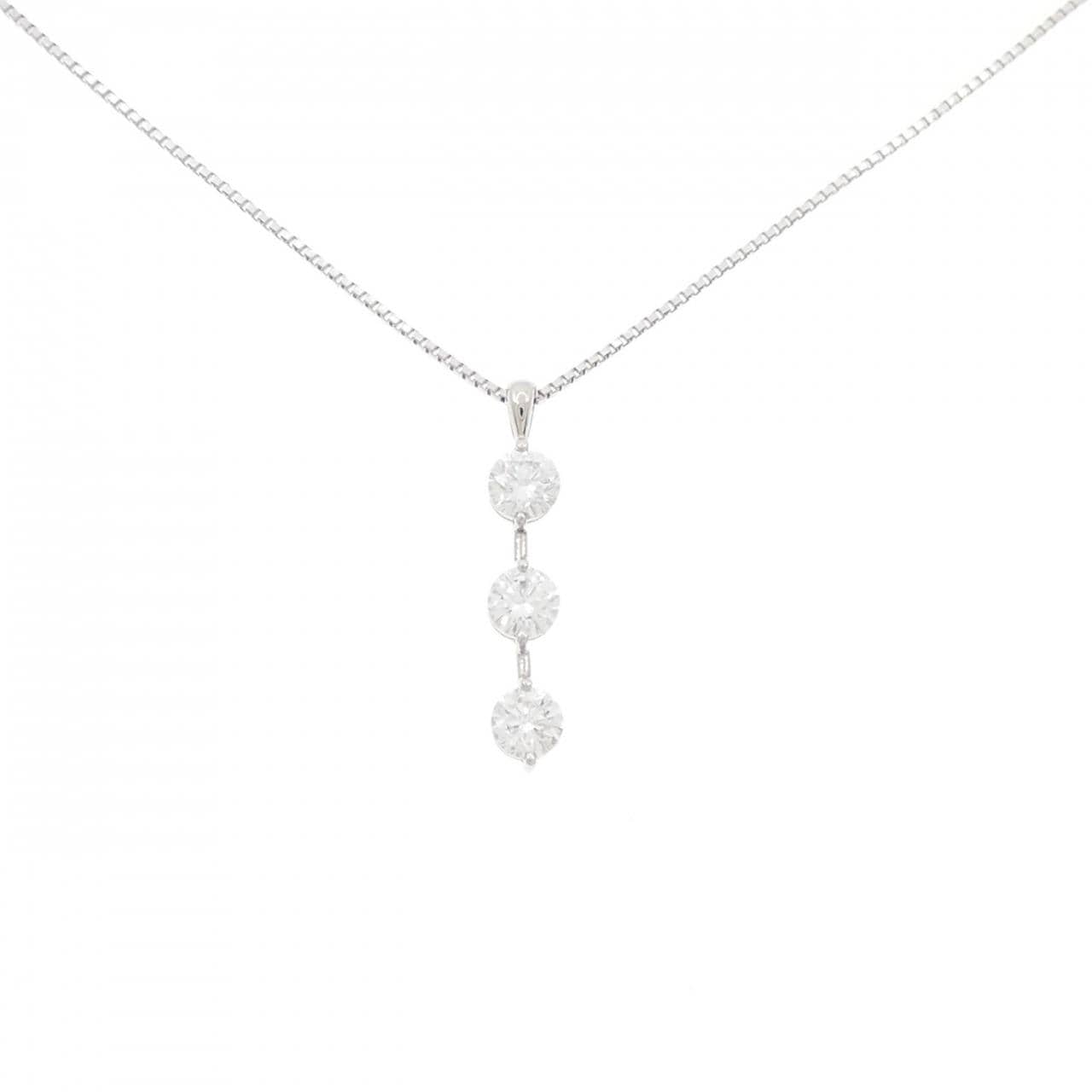 PT900/PT850 スリーストーン ダイヤモンド ネックレス 0.80CT