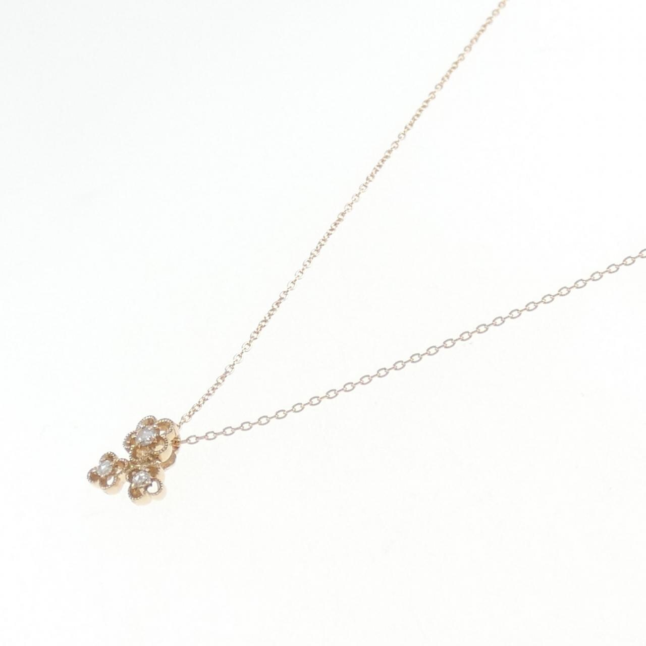 K18PG Flower Diamond Necklace 0.05CT