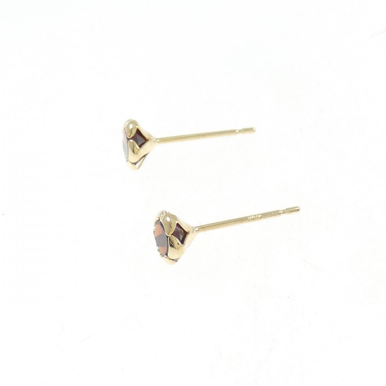 [BRAND NEW] K18YG Flower Garnet Earrings