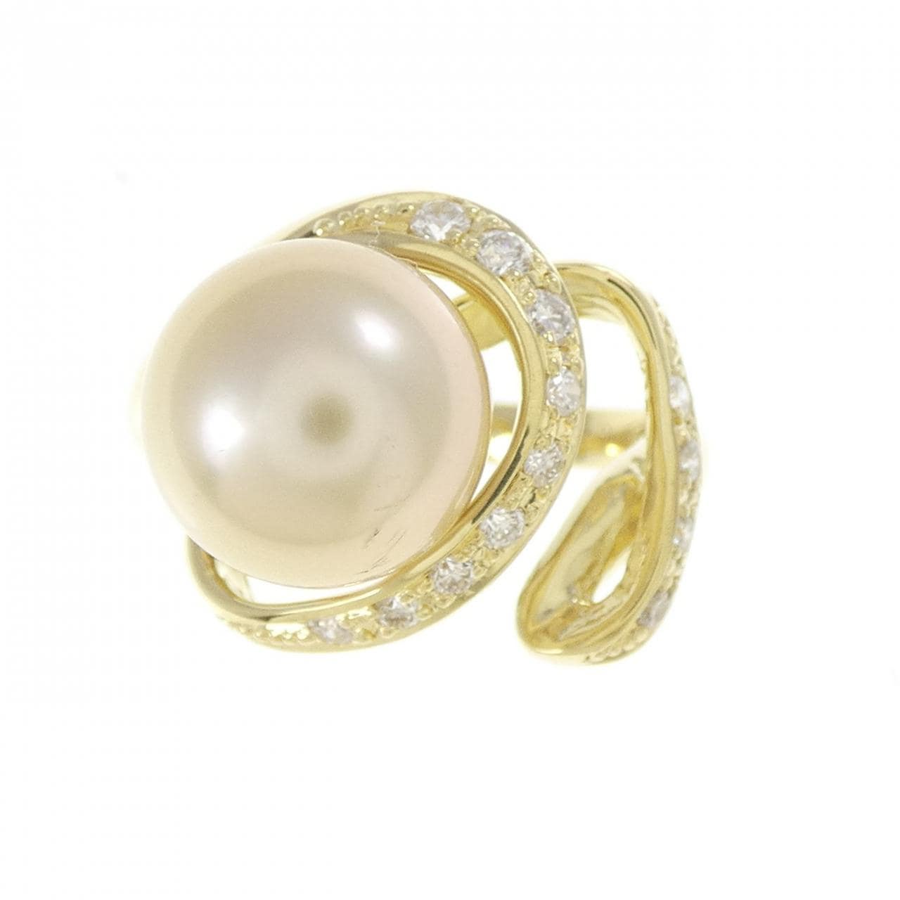 K18YG 白蝶パール リング 10.0mm