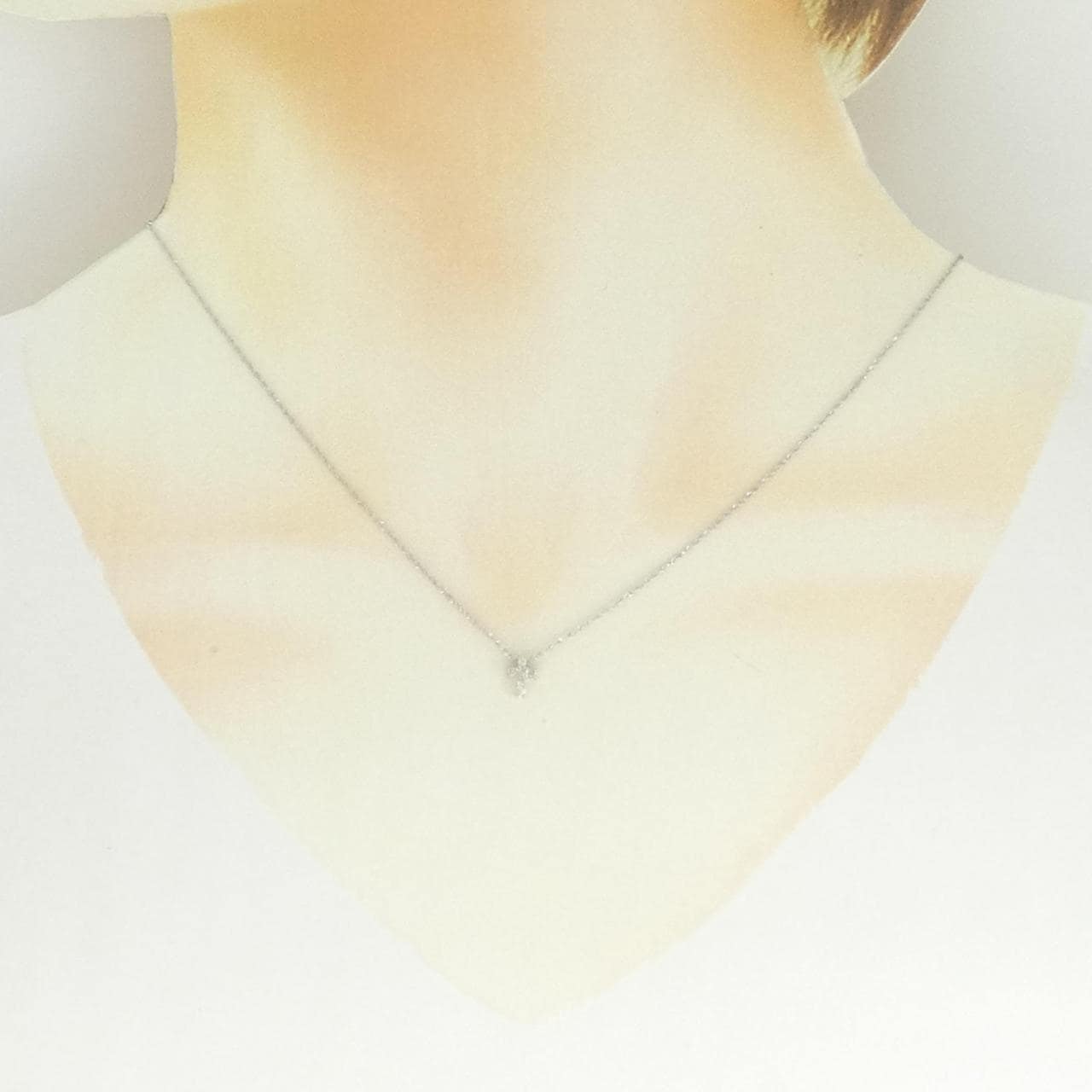 K10WG クロス ダイヤモンド ネックレス 0.06CT