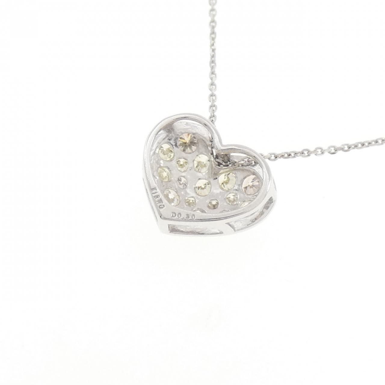 K18WG パヴェ ハート ダイヤモンド ネックレス 0.30CT