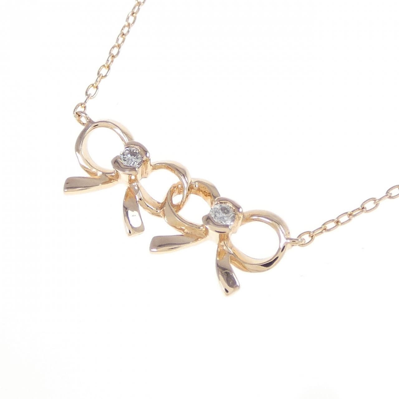フォリフォリ リボン ダイヤモンド ネックレス 0.04CT