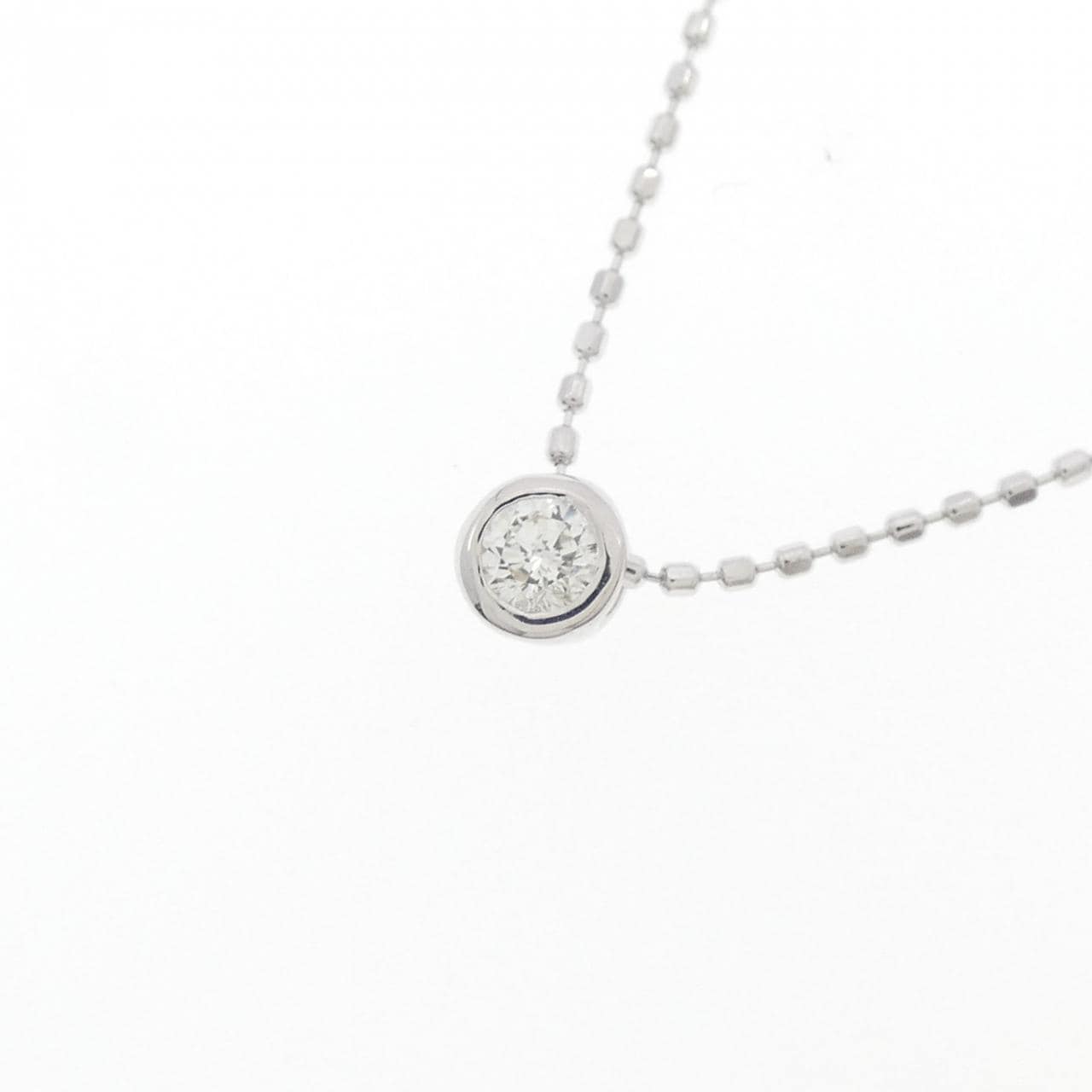 K18WG ソリティア ダイヤモンド ネックレス 0.09CT
