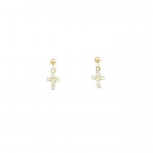 K18YG クロス ダイヤモンド ピアス 0.12CT
