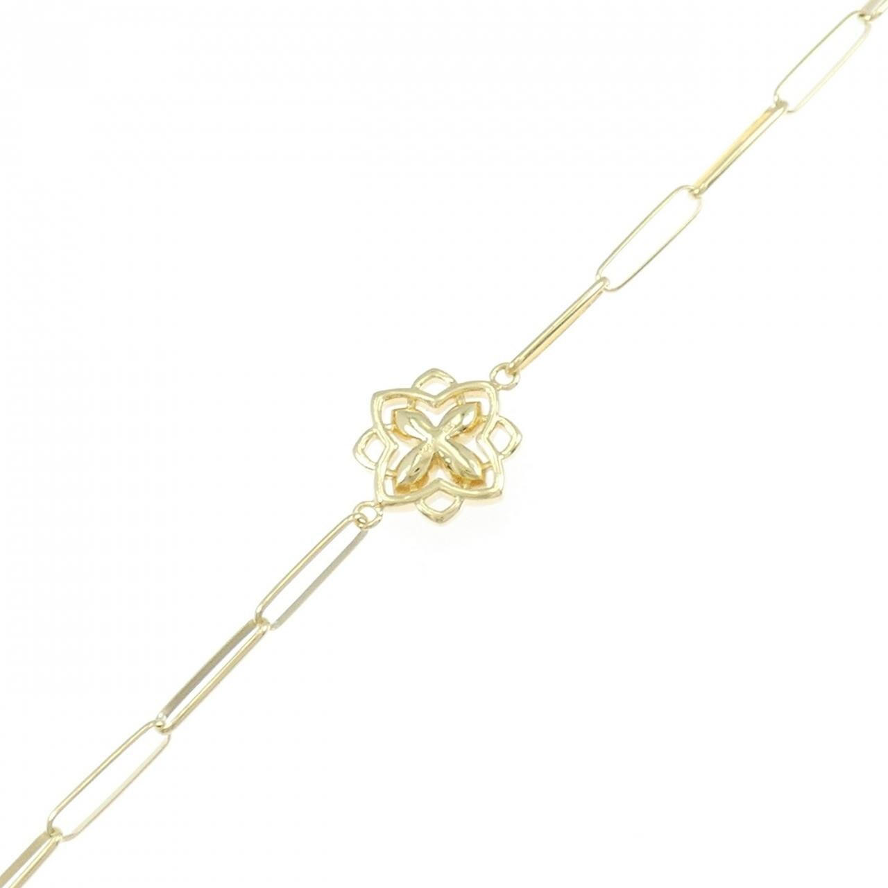 【新品】K18YG フラワー ダイヤモンド ブレスレット 0.22CT