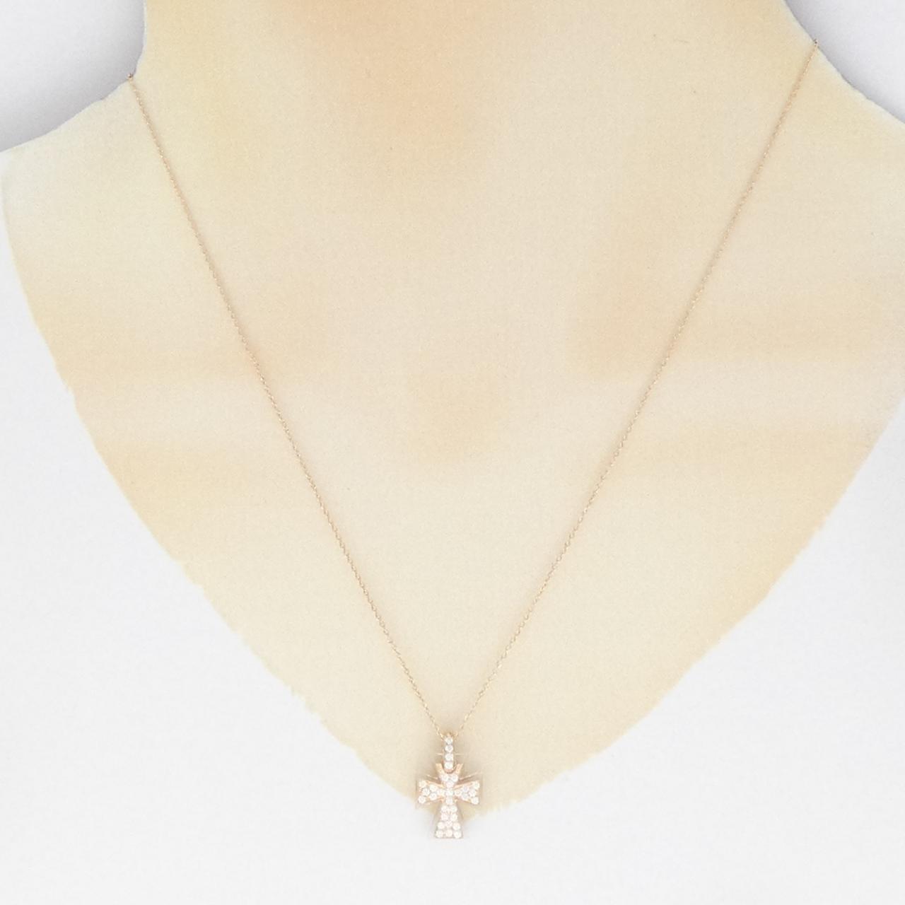 K18PG Cross Quartz Necklace
