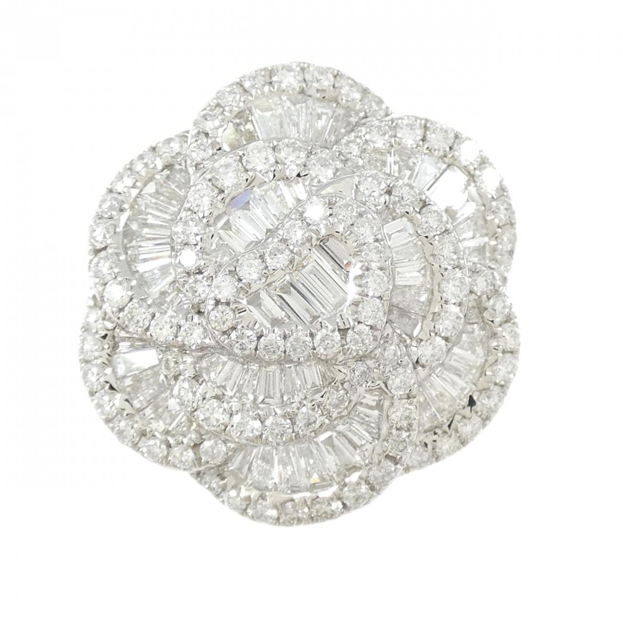 K18WG フラワー ダイヤモンド リング 2.49CT