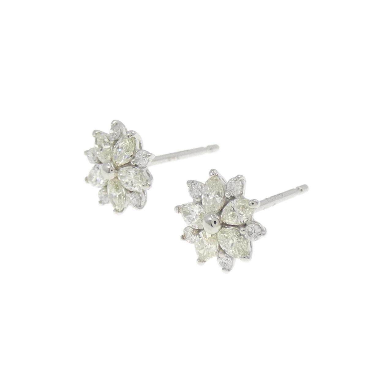 【新品】PT900 フラワー ダイヤモンド ピアス 0.30CT