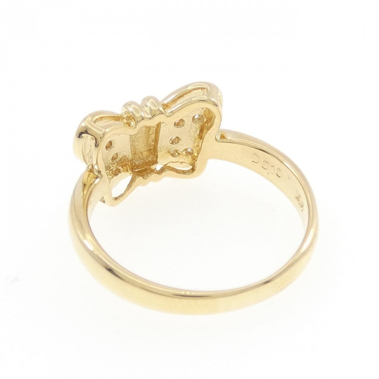 K18YG バタフライ ダイヤモンド リング 0.10CT