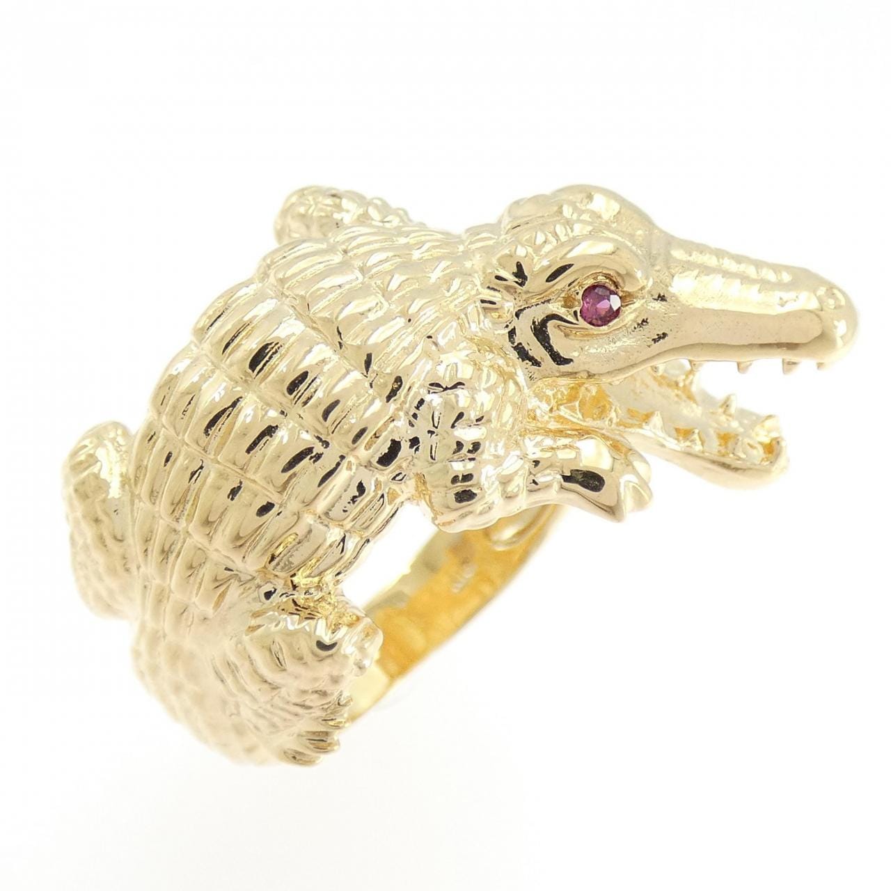 K18YG クロコダイル ルビー リング 0.04CT
