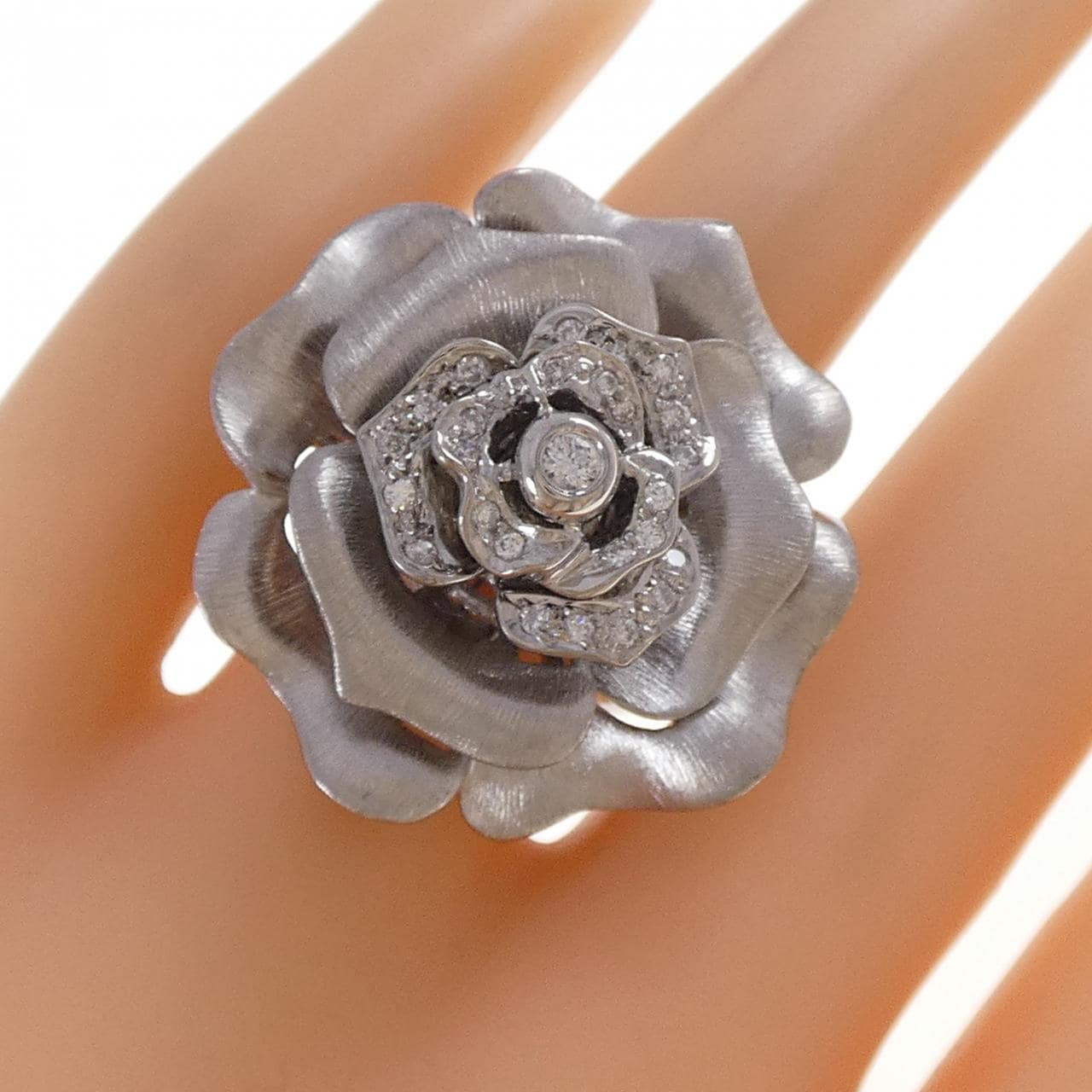 K18WG/PT900 ローズ ダイヤモンド リング 0.27CT