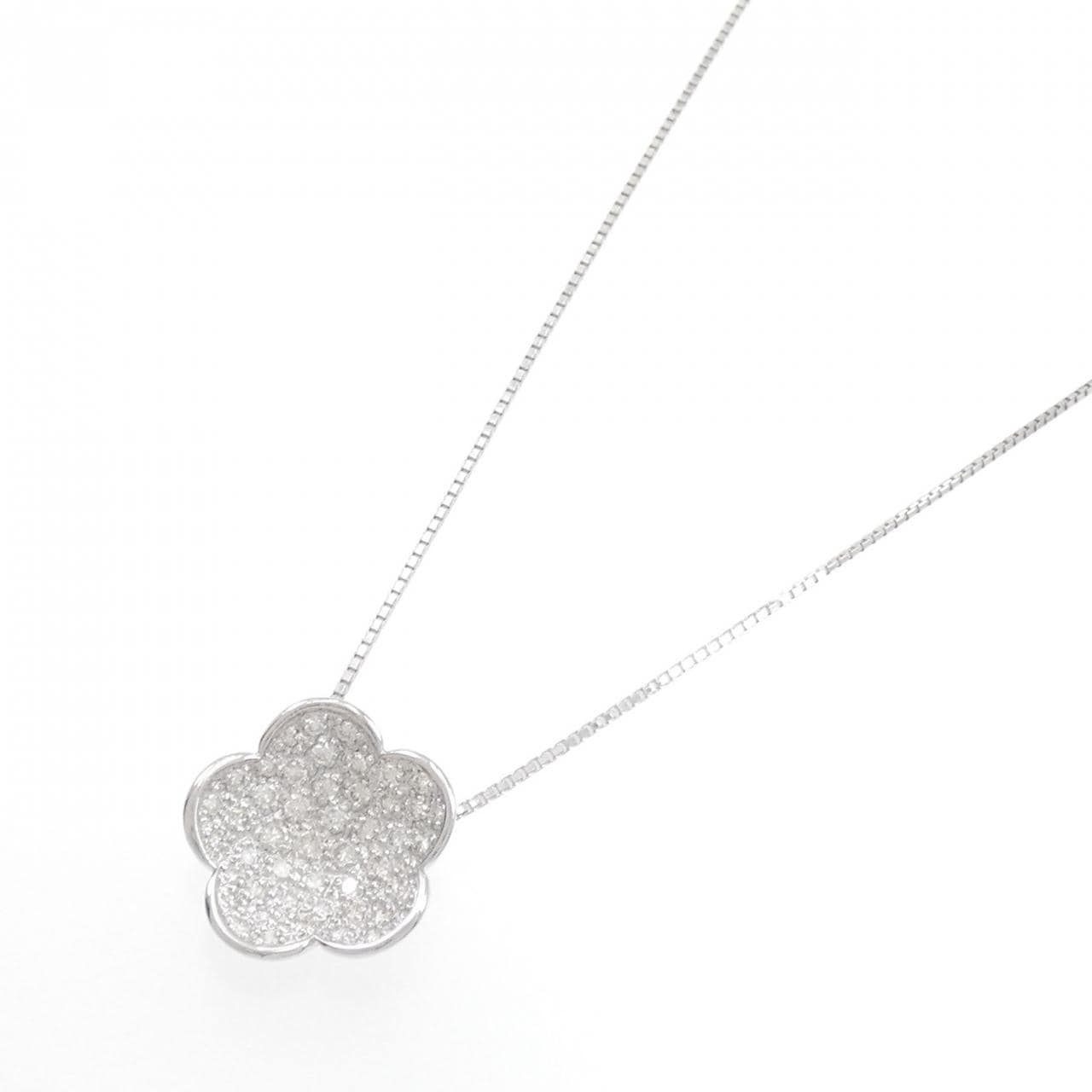 K18WG Flower Diamond Necklace 0.96CT
