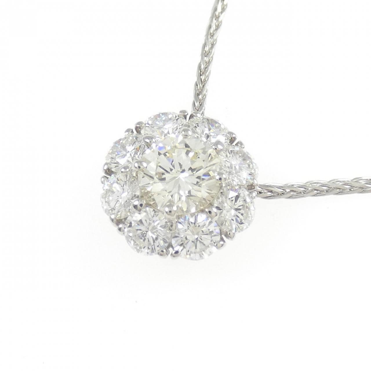 PT900/PT850 フラワー ダイヤモンド ネックレス 0.726CT M VS2 VG