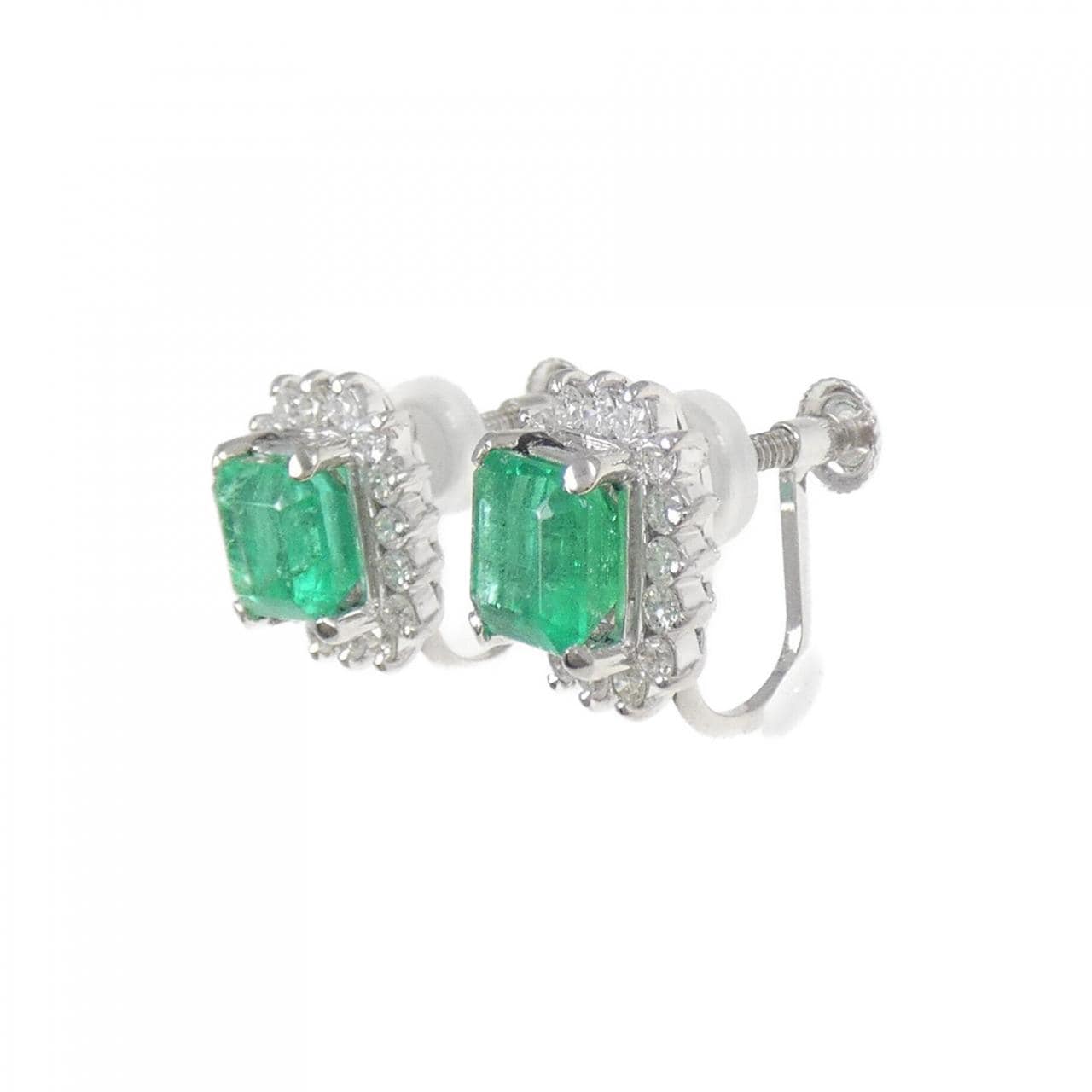 PT900 エメラルド イヤリング 2.22CT
