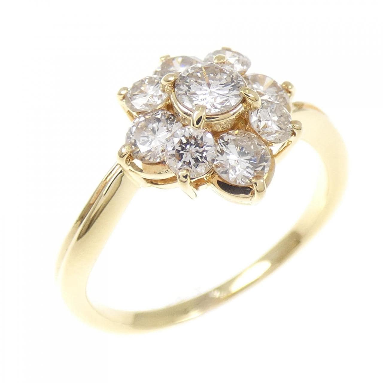 K18YG フラワー ダイヤモンド リング 1.01CT