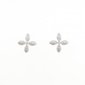 K14WG フラワー ダイヤモンド ピアス 0.06CT
