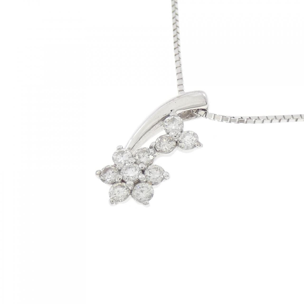 K18WG flower Diamond necklace 0.30CT