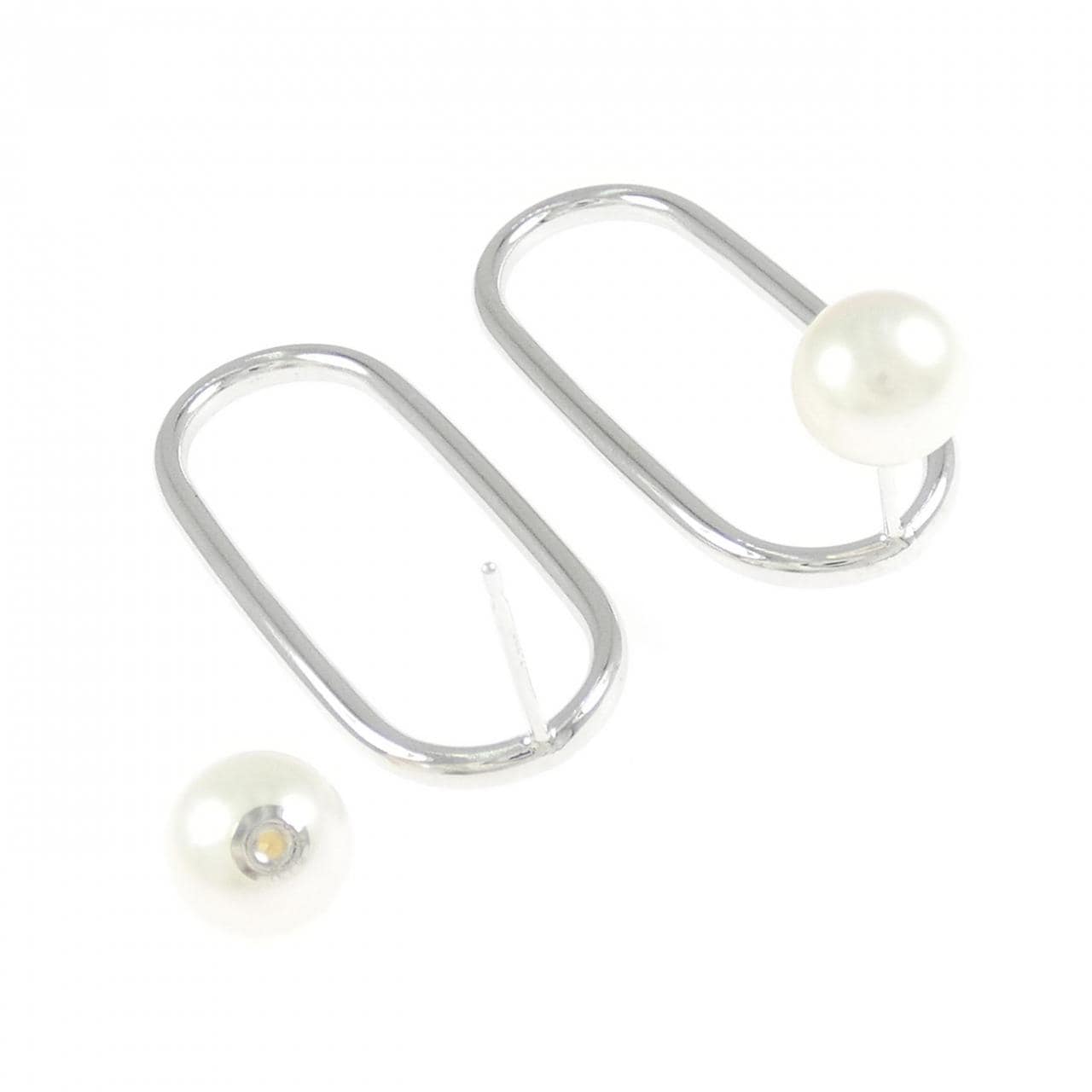 【新品】PT900/K18WG/PT850 アコヤパール ピアス 7.6mm