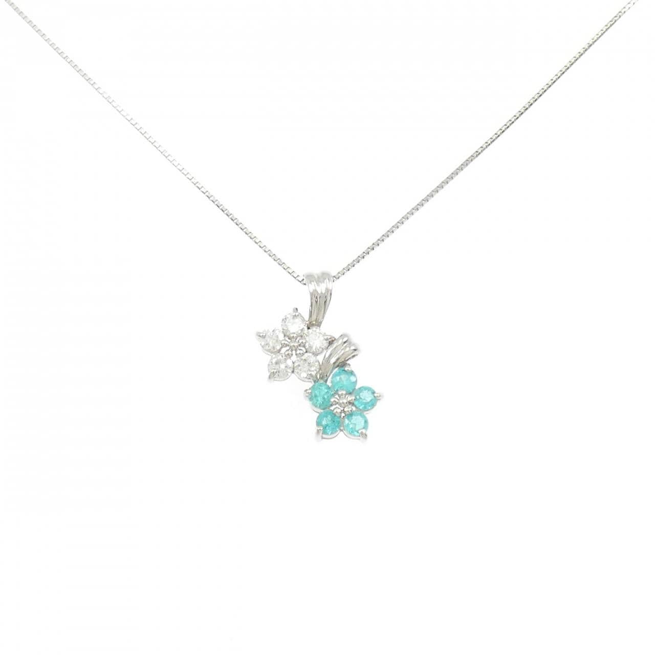 PT900/PT850 フラワー パライバトルマリン ネックレス 0.44CT