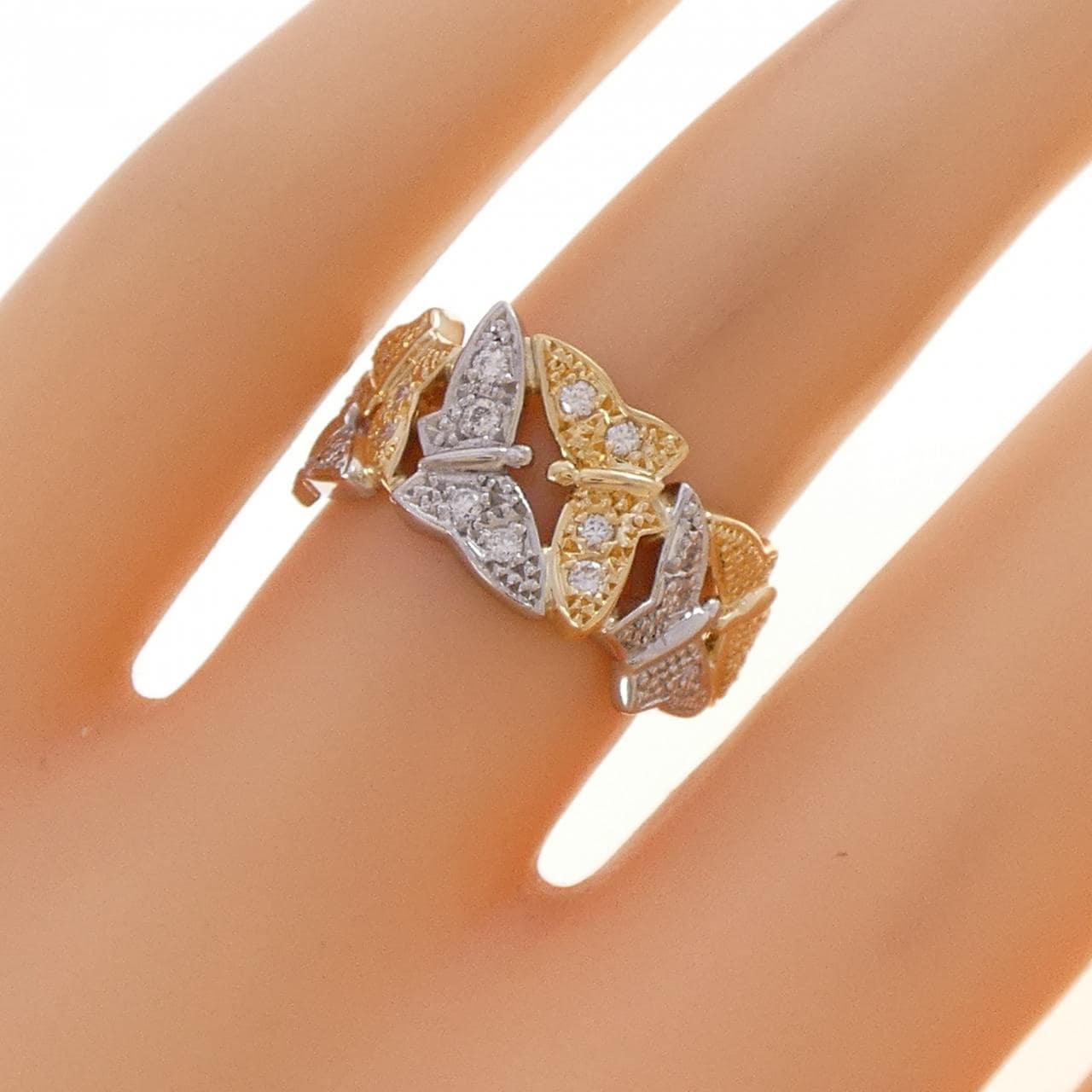 K18YG/PT900 ダイヤモンド リング 0.16CT