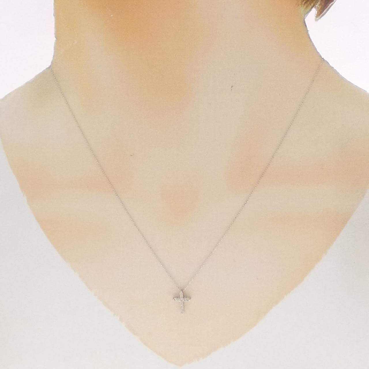K18WG クロス ダイヤモンド ネックレス 0.10CT