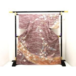 【未使用品】訪問着　友禅金彩加工　絞り入ボカシ染