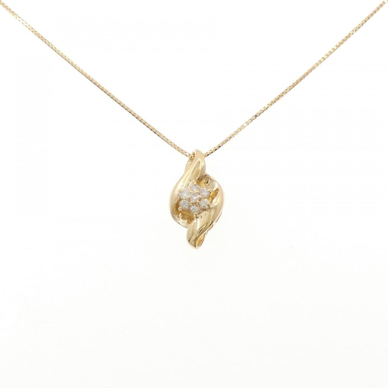 K18YG フラワー ダイヤモンド ネックレス 0.15CT