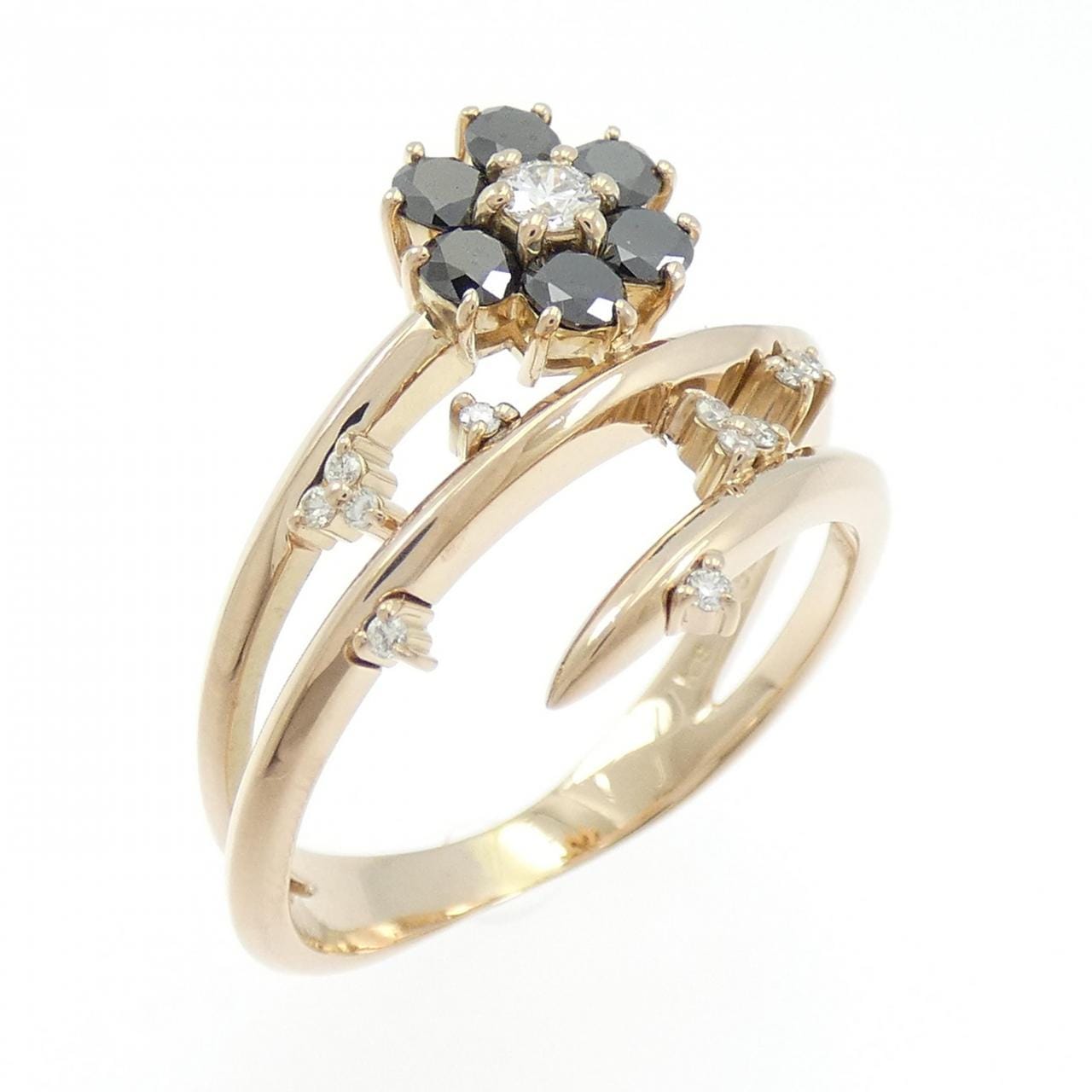 K18PG フラワー ダイヤモンド リング 0.52CT