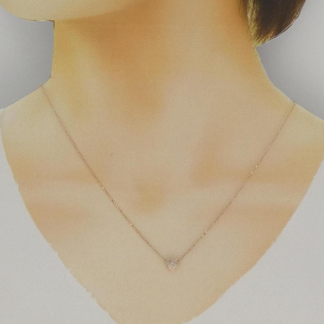 K10PG ハート ダイヤモンド ネックレス 0.06CT