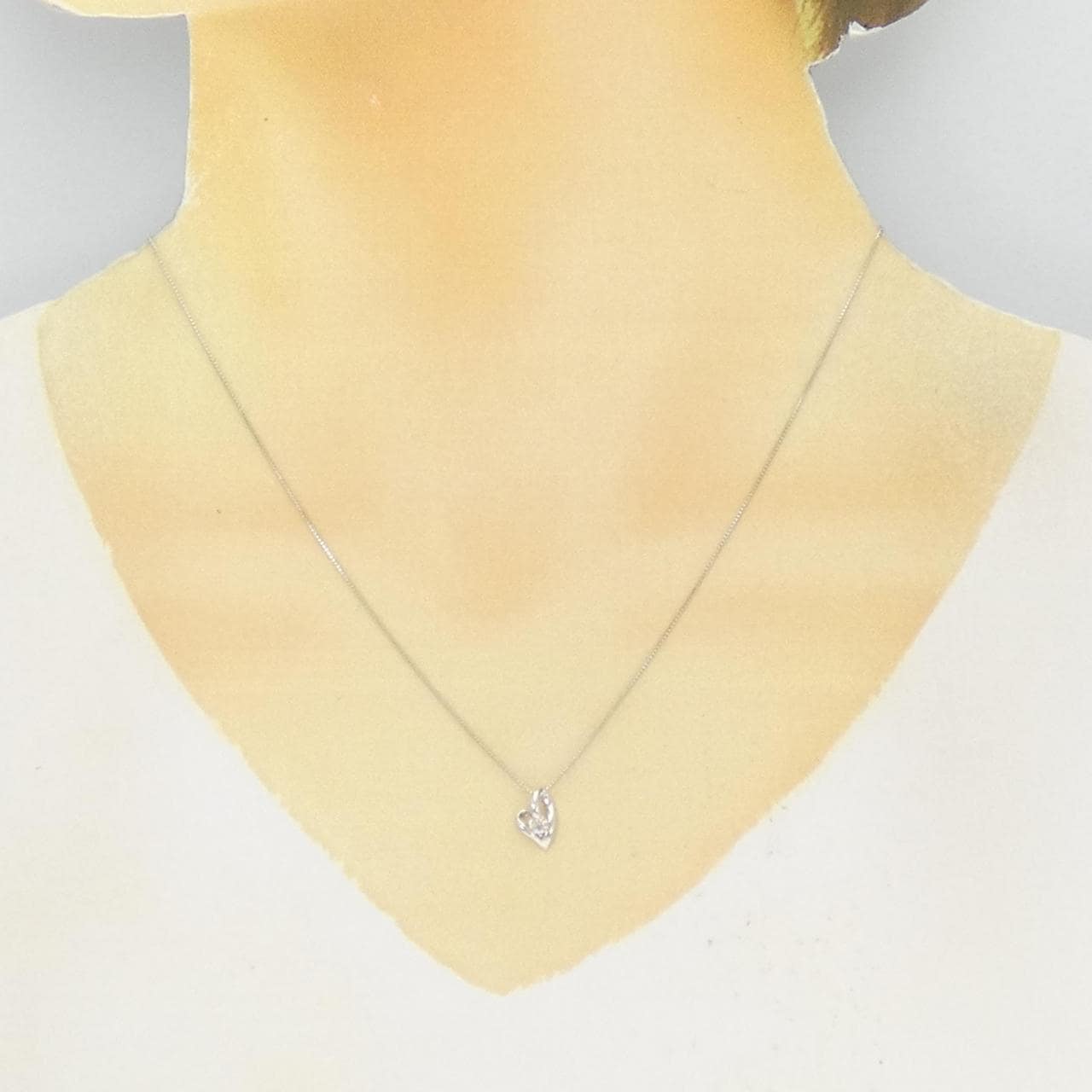 K18WG heart Diamond necklace 0.10CT