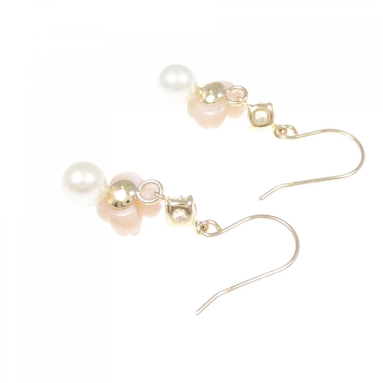[新品] K10YG 花彩石耳環