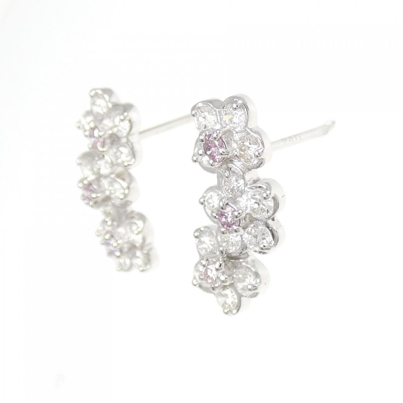 PT900 フラワー ダイヤモンド ピアス 0.46CT